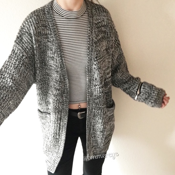 New two-tone oversized zipper cardigan - Picture 2 of 4