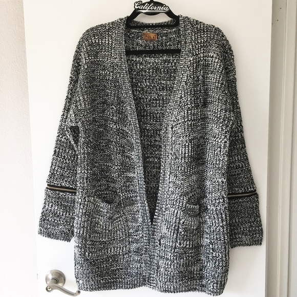 New two-tone oversized zipper cardigan - Picture 3 of 4