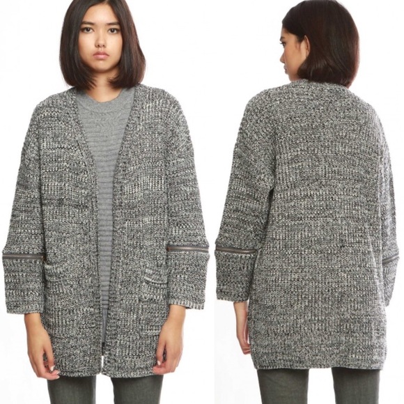 POL Sweaters - New two-tone oversized zipper cardigan
