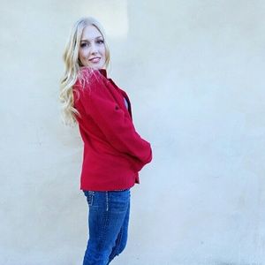 Eileen Fisher Red Wool Coat