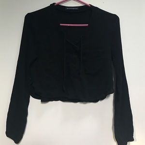 Brandy Melville black lace up crop top