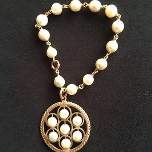 Vintage pearl charm bracelet