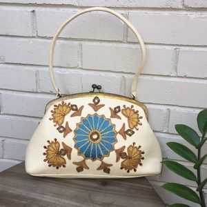 Genuine Leather Vintage Embroidered Purse