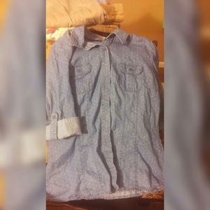 Denim poka dot button up