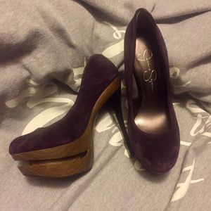 Jessica Simpson Suede Dark Purple Platform Pumps