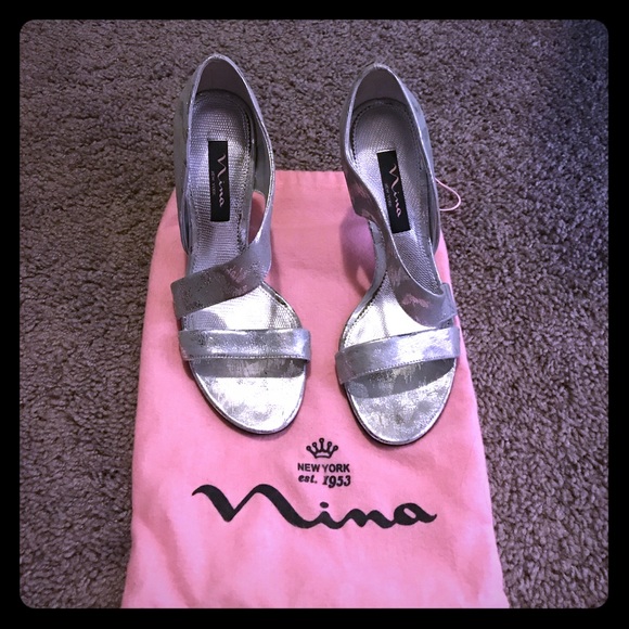 Silver Nina Heels