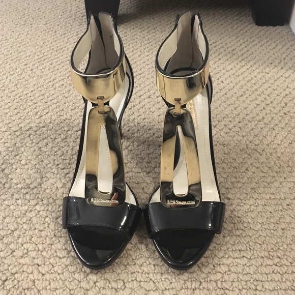 BCBGeneration Gold and Black Heels