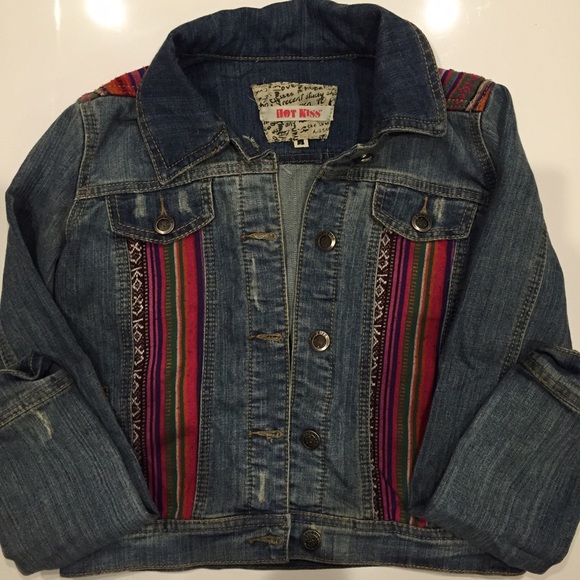 Tribal print jean jacket, Hot Kiss - Picture 1 of 2