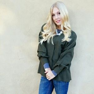 Saks Fifth Avenue Olive Collared Blouse