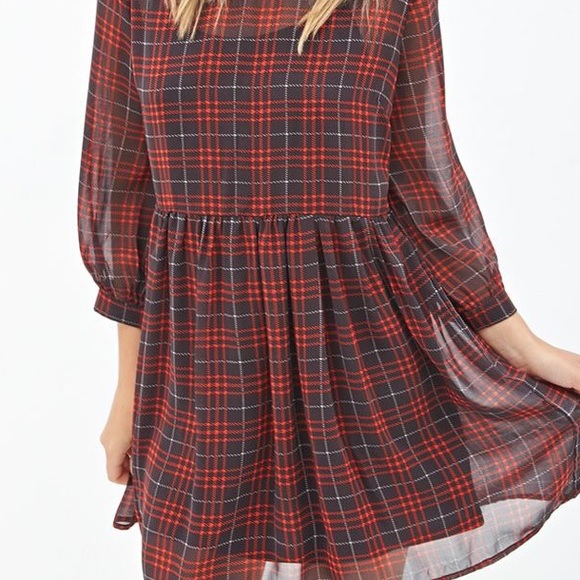 Plaid holiday sheer dress, Forever 21