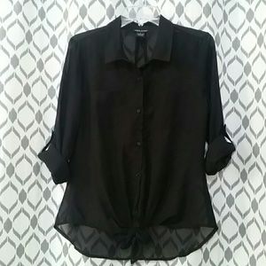 Black Sheer Button Down