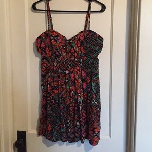 Bright tribal mini dress with side cut outs