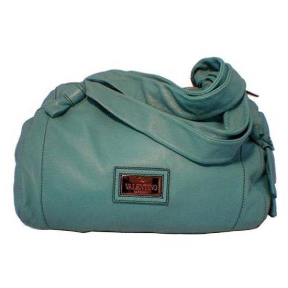Valentino Teal Lambskin Shoulder Tote Handbag - Picture 1 of 4
