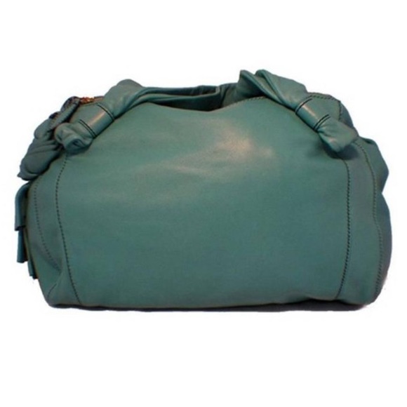 Valentino Teal Lambskin Shoulder Tote Handbag - Picture 2 of 4