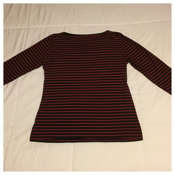 Roz & Ali Red and Black Striped Top - Picture 2 of 4