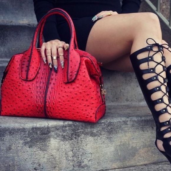 RESTOCKING SOON--Ostrich Satchel Handbag - Picture 2 of 8