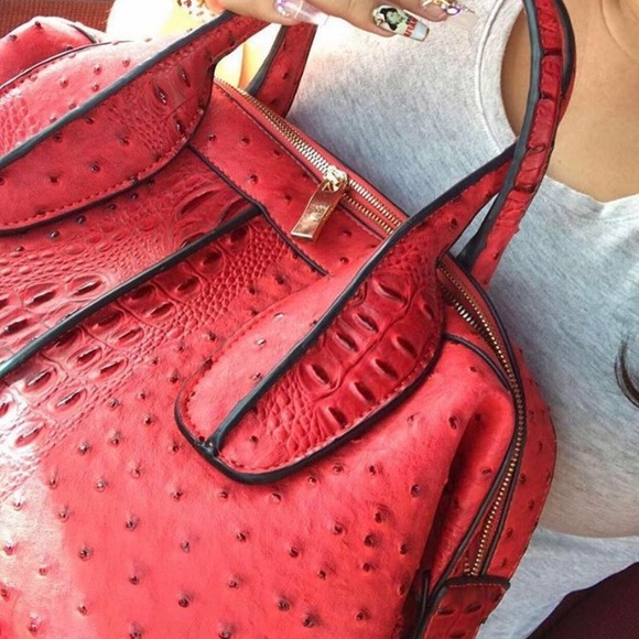 RESTOCKING SOON--Ostrich Satchel Handbag - Picture 5 of 8