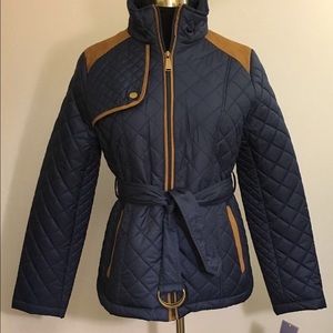 NEW Laura Scott Quilted Jacket w/ Faux Suede Trim