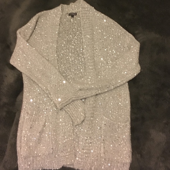 Express long knit sequin cardi
