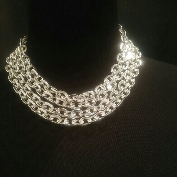 Vintage Jewelry - Vintage Lisner Signed Silver Chain Choker Necklace