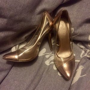 Forever 21 Rose Gold and Clear Pumps