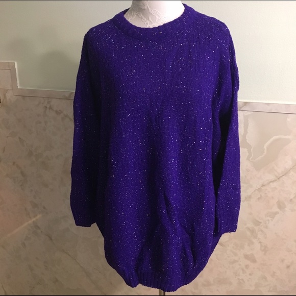 NWT Vintage Purple Multi Colored Glitter Sweater
