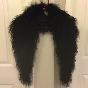 Guido Lombardi black Mongolian fur neck wrap
