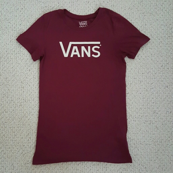 Vans Tops - VAN'S Burgendy & Cream Classic Tee Shirt