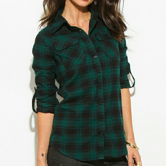 Plaid Flannel Long Sleeve Button-up