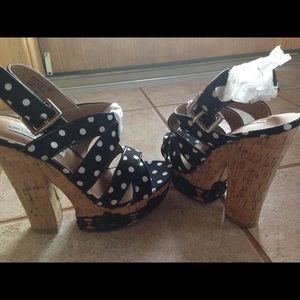Brand new beautiful polka dot and lace shoes!