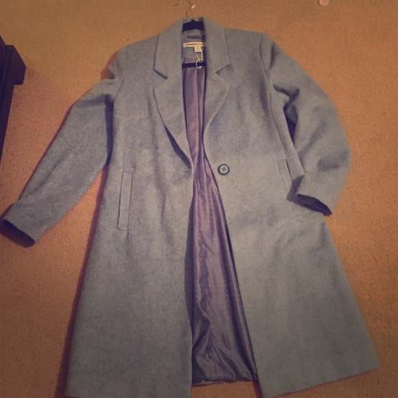 NWT baby blue long wool coat