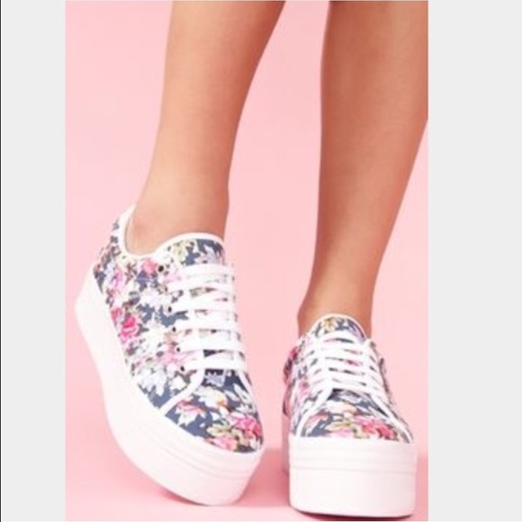 JEFFREY CAMPBELL ZOMG PLATFORM FLORAL SNEAKERS