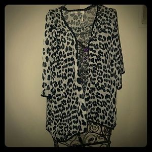 Black and Grey Leopard Print Wrap