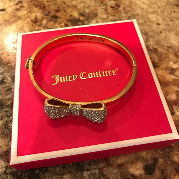 Juicy Couture Gold Pave Bow Bangle Bracelet