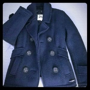 Navy Blue Pea coat with Removable Liner