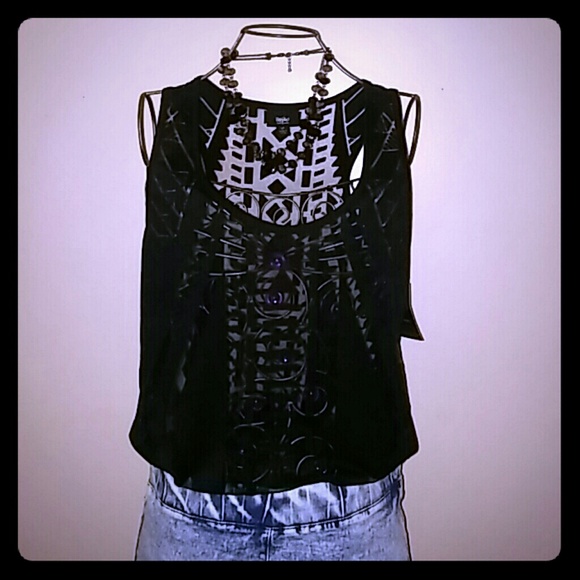 MOSSIMO See- through Black Top