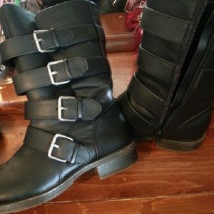 Black buckled boots (willing to negotiate price)