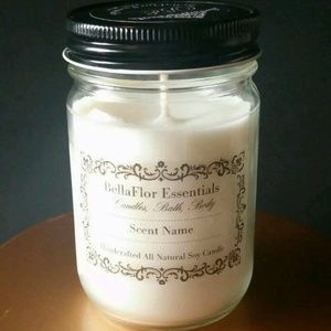 12 oz Natural Soy Wax Candle w/ a Black Lid