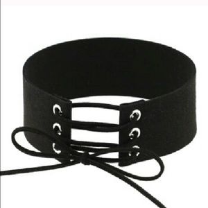 Black suede lace choker