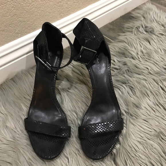Calvin Klein snake print black heels