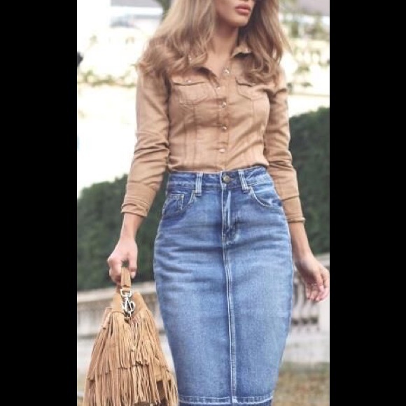 VINTAGE: 💫Pencil denim skirt 26 waist