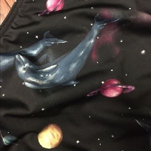 Funky dolphin space bathing suit top