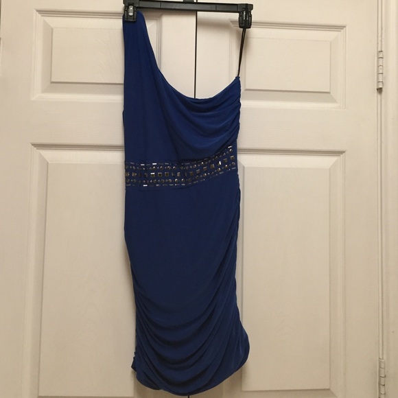 Blue One Shoulder Soft Mini Dress