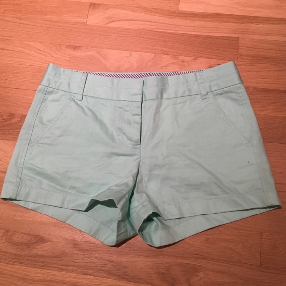 Mint green J Crew chino shorts