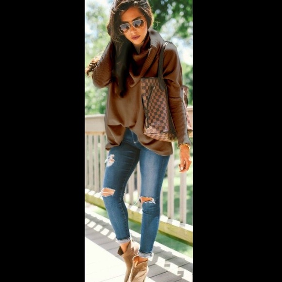 Sweaters - Brown cowl neck sweater