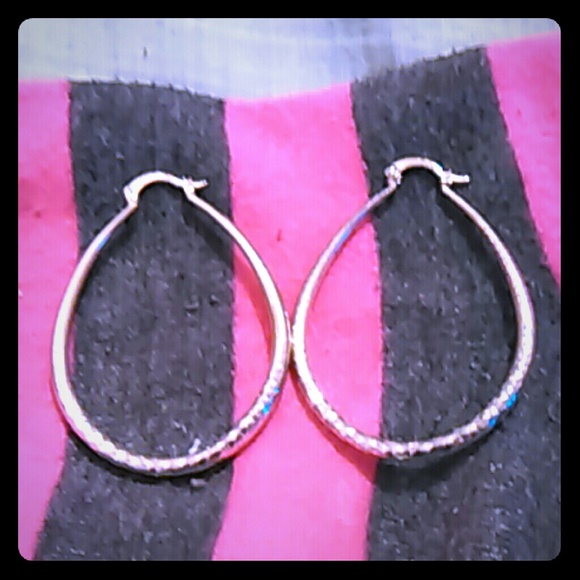 Sterling silver oval hoops