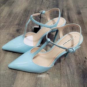 Zara T-strap Blue Heels