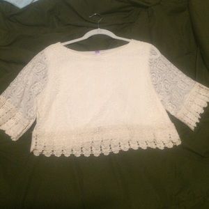 Cream lace crop top