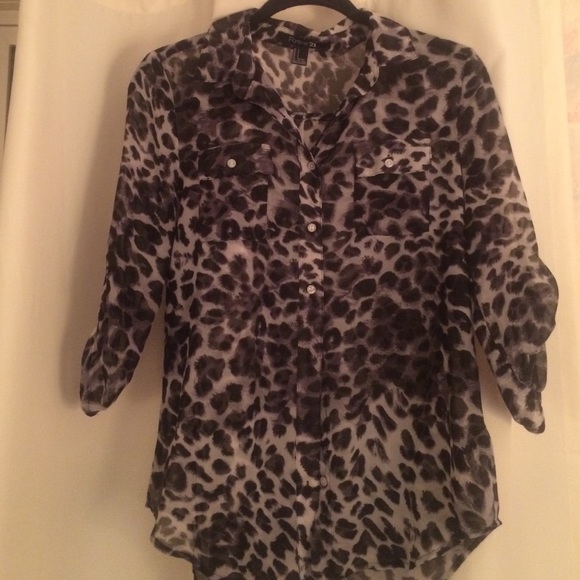 Forever 21 Leopard print sheer shirt.
