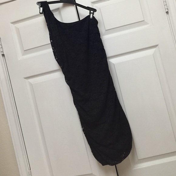 Black Lace One Shoulder Dress